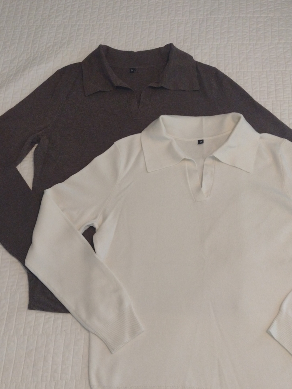 Lot of Two New Women's M Polo Style 5% Wool Blend Collared Sweaters
